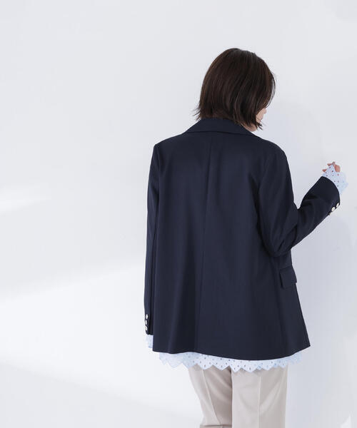 NATURAL BEAUTY BASIC(ナチュラルビューティーベーシック)の「◇リネンライクダブルブレストボクシージャケット(テーラードジャケット・レディース・チャコールグレー/ネイビー/ベージュ/ライトグリーン・MEDIUM/SMALL)」の5枚目の写真