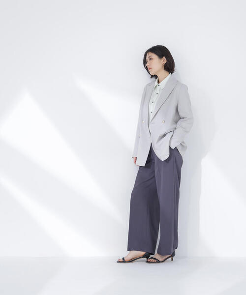 NATURAL BEAUTY BASIC(ナチュラルビューティーベーシック)の「◇リネンライクダブルブレストボクシージャケット(テーラードジャケット・レディース・チャコールグレー/ネイビー/ベージュ/ライトグリーン・MEDIUM/SMALL)」の10枚目の写真