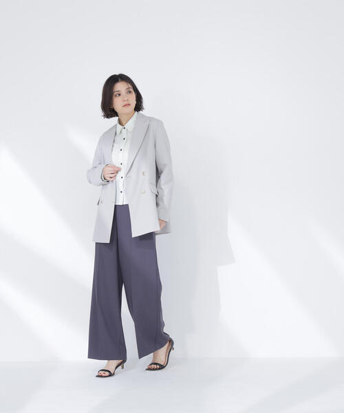 NATURAL BEAUTY BASIC(ナチュラルビューティーベーシック)の「◇リネンライクダブルブレストボクシージャケット(テーラードジャケット・レディース・チャコールグレー/ネイビー/ベージュ/ライトグリーン・MEDIUM/SMALL)」の14枚目の写真