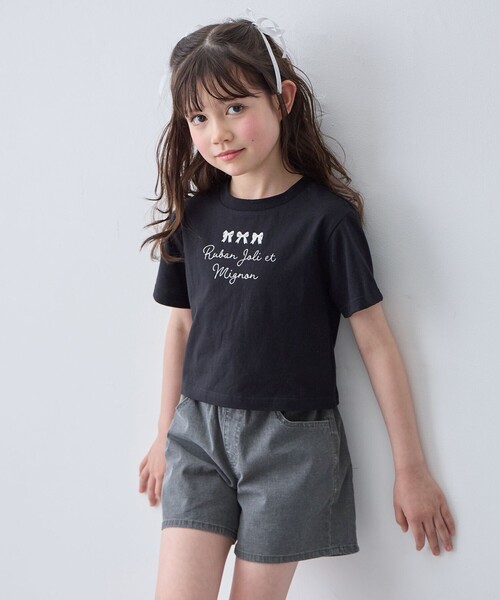 ANY（エニィ）の「【2点セット】Tシャツ×レース キャミソールチュニック（ドレス・キッズ・ブラック系/アイボリー系・160/140/150）」の9枚目の写真