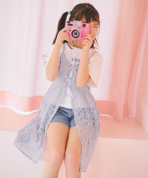 ANY（エニィ）の「【2点セット】Tシャツ×レース キャミソールチュニック（ドレス・キッズ・ブラック系/アイボリー系・160/140/150）」の21枚目の写真