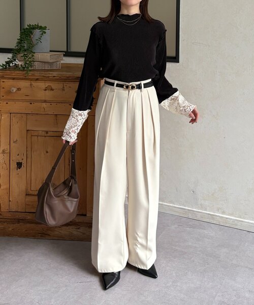 Thevon(ゼボン)の「袖先切替プリーツメロープルオーバー(Tシャツ/カットソー・レディース・ブラック/グリーン系その他2/ホワイト系その他/アイボリー・FREE)」の18枚目の写真