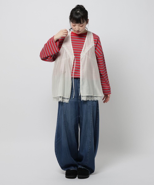 niko and...（ニコアンド）の「ドロストワイドボーダープルオーバー（Tシャツ/カットソー・レディース・ネイビー/ブラウン/レッド・LARGE/MEDIUM）」の18枚目の写真