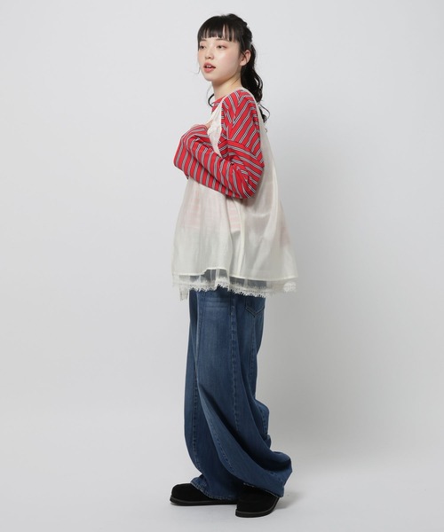 niko and...（ニコアンド）の「ドロストワイドボーダープルオーバー（Tシャツ/カットソー・レディース・ネイビー/ブラウン/レッド・LARGE/MEDIUM）」の19枚目の写真