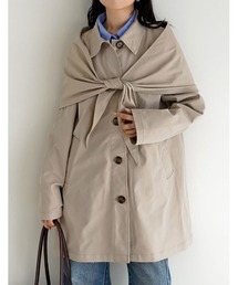 Re:EDIT | ミリタリーツイルスカーフ付きミドルコート(トレンチコート)