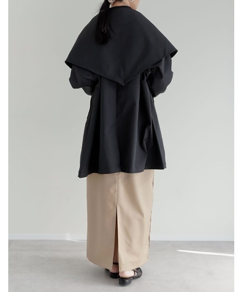 Re:EDIT（リエディ）の「ミリタリーツイルスカーフ付きミドルコート（トレンチコート・レディース・アイボリー/ブラック/ベージュ・MEDIUM）」の6枚目の写真