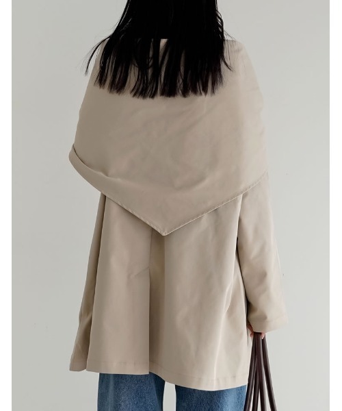 Re:EDIT（リエディ）の「ミリタリーツイルスカーフ付きミドルコート（トレンチコート・レディース・アイボリー/ブラック/ベージュ・MEDIUM）」の10枚目の写真