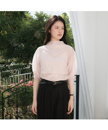 High-Neck Bustier Blouse [Pink]