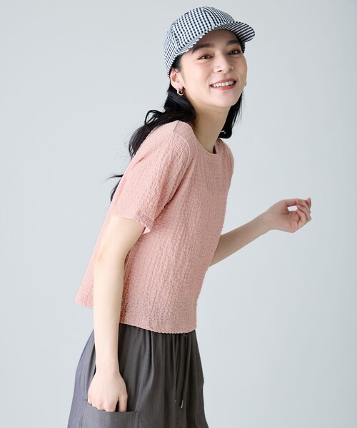 ANY（エニィ）の「レースショート丈Tシャツ（Tシャツ/カットソー・レディース・グリーン系/ピンク系/ホワイト系/ダークブラウン系/ブラック系2/ホワイト系2・X-LARGE）」の7枚目の写真