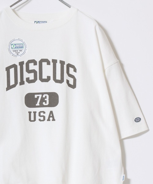 DISCUS（ディスカス）の「2026SS DISCUS/ディスカス カレッジロゴ ワンポイントロゴ刺繍 オーバーサイズ 半袖スウェットTシャツ（Tシャツ/カットソー・レディース・ブルー/グレー/サックスブルー/ブラック/レッド/ホワイト・L/M）」の12枚目の写真