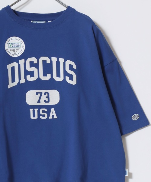 DISCUS（ディスカス）の「2026SS DISCUS/ディスカス カレッジロゴ ワンポイントロゴ刺繍 オーバーサイズ 半袖スウェットTシャツ（Tシャツ/カットソー・レディース・ブルー/グレー/サックスブルー/ブラック/レッド/ホワイト・L/M）」の15枚目の写真
