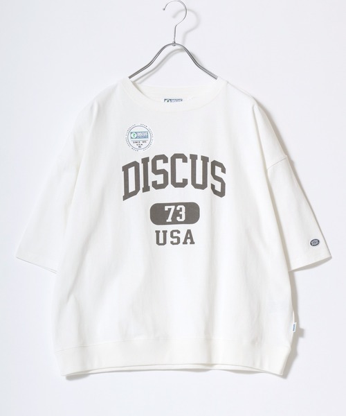 DISCUS（ディスカス）の「2026SS DISCUS/ディスカス カレッジロゴ ワンポイントロゴ刺繍 オーバーサイズ 半袖スウェットTシャツ（Tシャツ/カットソー・レディース・ブルー/グレー/サックスブルー/ブラック/レッド/ホワイト・L/M）」の10枚目の写真