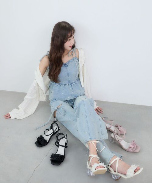 MAJESTIC LEGON(マジェスティックレゴン)の「クリアヒールギャザーリボンサンダル(サンダル・レディース・アイボリー/ブラック/ピンク・SMALL/MEDIUM/LARGE/X-LARGE)」の21枚目の写真