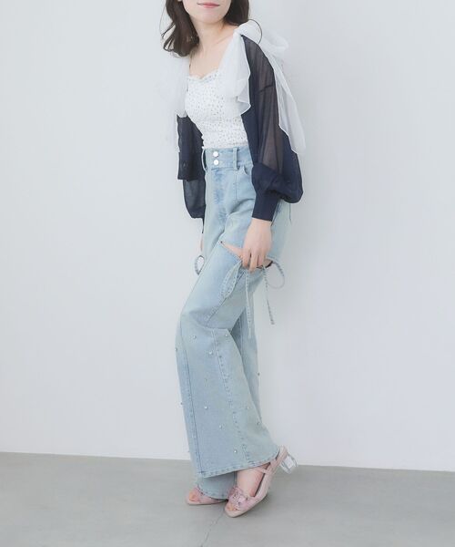 MAJESTIC LEGON(マジェスティックレゴン)の「クリアヒールギャザーリボンサンダル(サンダル・レディース・アイボリー/ブラック/ピンク・SMALL/MEDIUM/LARGE/X-LARGE)」の14枚目の写真