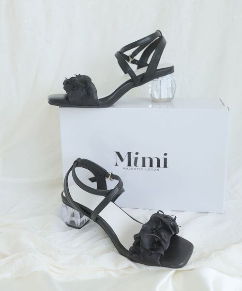 MAJESTIC LEGON(マジェスティックレゴン)の「クリアヒールギャザーリボンサンダル(サンダル・レディース・アイボリー/ブラック/ピンク・SMALL/MEDIUM/LARGE/X-LARGE)」の4枚目の写真
