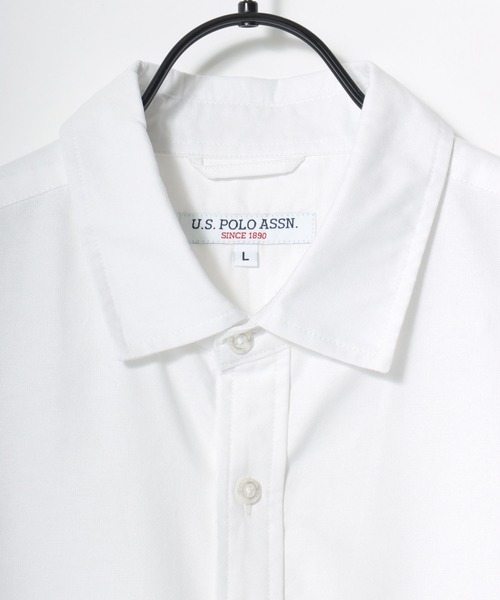 U.S. POLO ASSN.(ユーエスポロアッスン)の「U.S. POLO ASSN./ユーエスポロアッスン 別注 Oxford Ombre Shirt/オーバーサイズ オックス無地 オンブレチェック ロゴ ワンポイント刺繍 レギュラーカラーシャツ/半袖シャツ/レディース メンズ(シャツ/ブラウス・メンズ・ホワイト/ホワイト系その他/ブルー/ブラック系その他・M/L/LL)」の17枚目の写真