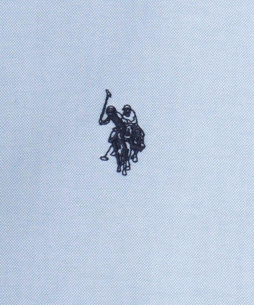 U.S. POLO ASSN.(ユーエスポロアッスン)の「U.S. POLO ASSN./ユーエスポロアッスン 別注 Oxford Ombre Shirt/オーバーサイズ オックス無地 オンブレチェック ロゴ ワンポイント刺繍 レギュラーカラーシャツ/半袖シャツ/レディース メンズ(シャツ/ブラウス・メンズ・ホワイト/ホワイト系その他/ブルー/ブラック系その他・M/L/LL)」の22枚目の写真