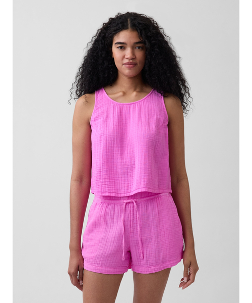 GAP(ギャップ)の「コットンガーゼ レーサー シェルタンクトップ(シャツ/ブラウス・レディース・ホワイト/ブラック/ピンク/ブラウン/イエロー・XXS/L/M/S/XS)」の5枚目の写真