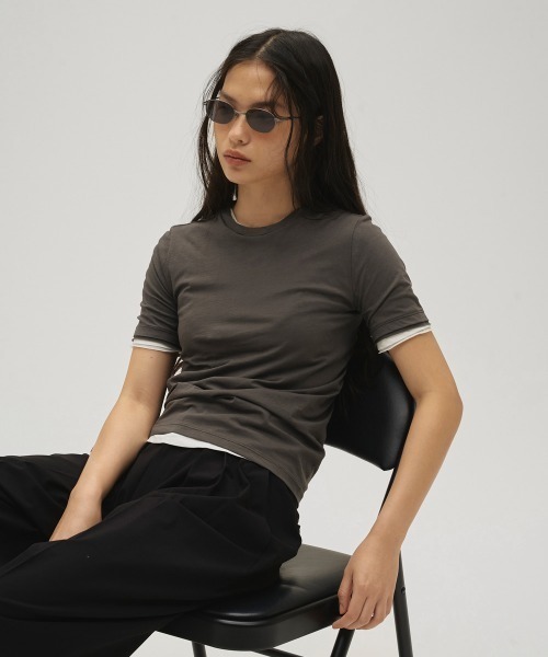 TODAYFUL（トゥデイフル）の「Highgauge Compact T-shirts（Tシャツ/カットソー・レディース・チャコールグレー/サックスブルー/ホワイト/ミント・FREE）」の2枚目の写真