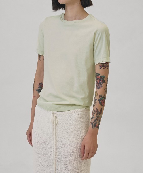 TODAYFUL（トゥデイフル）の「Highgauge Compact T-shirts（Tシャツ/カットソー・レディース・チャコールグレー/サックスブルー/ホワイト/ミント・FREE）」の3枚目の写真