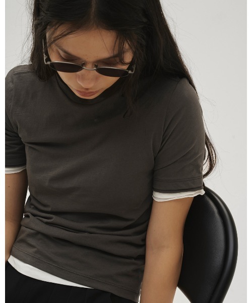 TODAYFUL（トゥデイフル）の「Highgauge Compact T-shirts（Tシャツ/カットソー・レディース・チャコールグレー/サックスブルー/ホワイト/ミント・FREE）」の6枚目の写真