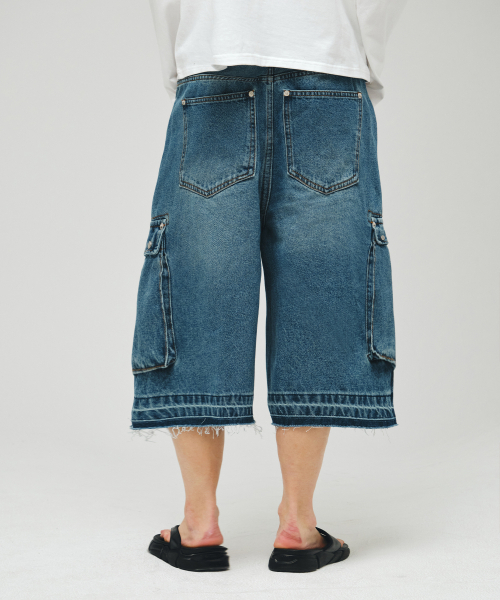 ECORR（エコル）の「カーゴバミューダデニムハーフパンツ_ブルー（その他パンツ・メンズ・その他・1(M)/2(L)/3(XL)）」の4枚目の写真