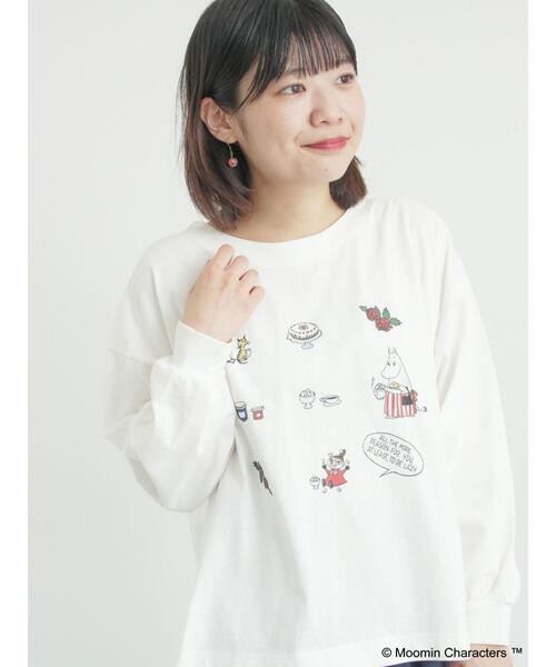 Samansa Mos2(サマンサ モスモス)の「【MOOMIN×Samansa Mos2】リトルミイプリントロンT(Tシャツ/カットソー・レディース・オフホワイト/ベージュ/ブラック・F)」の4枚目の写真