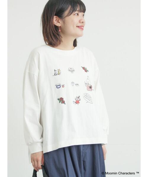 Samansa Mos2(サマンサ モスモス)の「【MOOMIN×Samansa Mos2】リトルミイプリントロンT(Tシャツ/カットソー・レディース・オフホワイト/ベージュ/ブラック・F)」の5枚目の写真