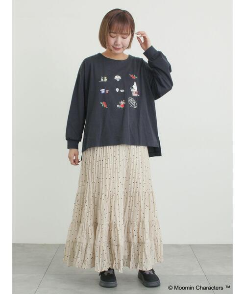 Samansa Mos2(サマンサ モスモス)の「【MOOMIN×Samansa Mos2】リトルミイプリントロンT(Tシャツ/カットソー・レディース・オフホワイト/ベージュ/ブラック・F)」の15枚目の写真