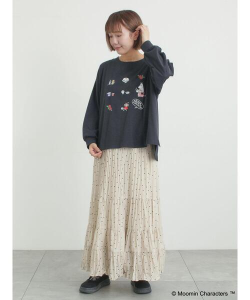 Samansa Mos2(サマンサ モスモス)の「【MOOMIN×Samansa Mos2】リトルミイプリントロンT(Tシャツ/カットソー・レディース・オフホワイト/ベージュ/ブラック・F)」の16枚目の写真