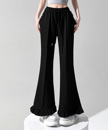 LUCPY（ラクピー）の「フリルヘムワイドスウェットパンツ（スウェットパンツ）」