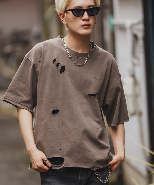 En serio TOKYO(エンソリオトーキョー)の「【SIDEWAYSTANCE】フィーチャーロゴ半袖グランジTシャツ 70478(Tシャツ/カットソー・メンズ・ブラック/ブラウン・SMALL/LARGE/X-LARGE/MEDIUM)」の12枚目の写真