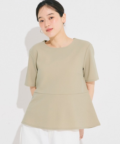 coca(coca)(コカ)の「ジョーゼットペプラムブラウス(シャツ/ブラウス・レディース・ブラック/ベージュ・S/L/M)」の1枚目の写真