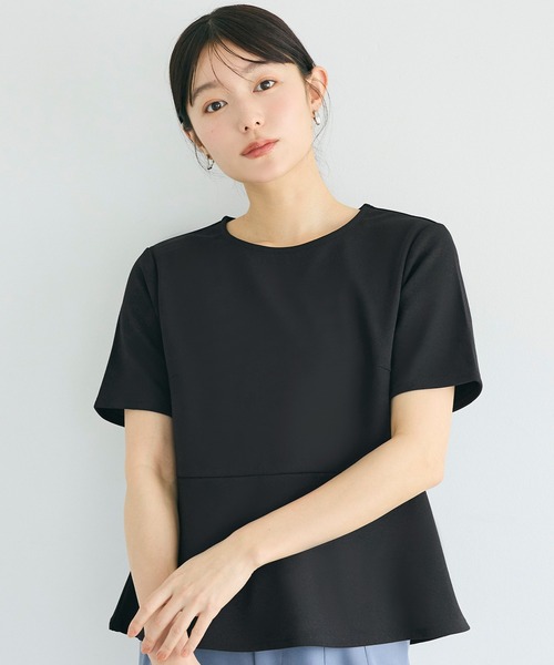 coca(coca)(コカ)の「ジョーゼットペプラムブラウス(シャツ/ブラウス・レディース・ブラック/ベージュ・S/L/M)」の2枚目の写真