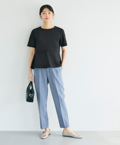 coca(coca)(コカ)の「ジョーゼットペプラムブラウス(シャツ/ブラウス・レディース・ブラック/ベージュ・S/L/M)」の3枚目の写真