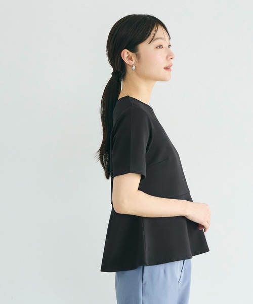 coca(coca)(コカ)の「ジョーゼットペプラムブラウス(シャツ/ブラウス・レディース・ブラック/ベージュ・S/L/M)」の4枚目の写真