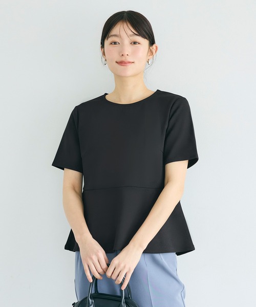 coca(coca)(コカ)の「ジョーゼットペプラムブラウス(シャツ/ブラウス・レディース・ブラック/ベージュ・S/L/M)」の8枚目の写真