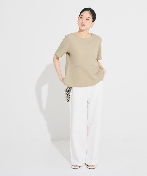 coca(coca)(コカ)の「ジョーゼットペプラムブラウス(シャツ/ブラウス・レディース・ブラック/ベージュ・S/L/M)」の12枚目の写真