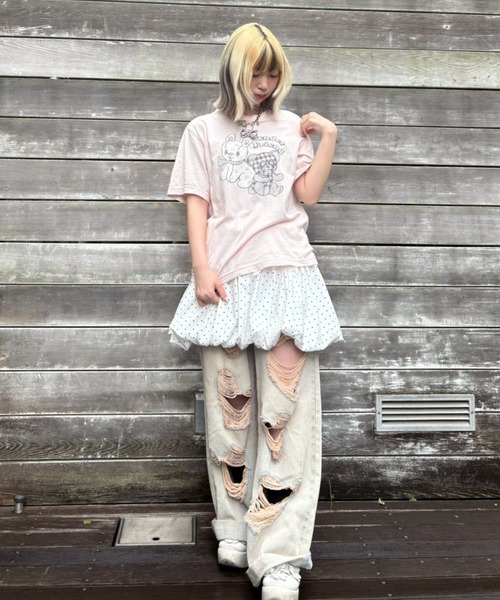 Candy Stripper(キャンディストリッパー)の「TENDER FRIEND Tシャツ(Tシャツ/カットソー・レディース・チャコール/ピンク/オフホワイト・M/L/XL)」の15枚目の写真