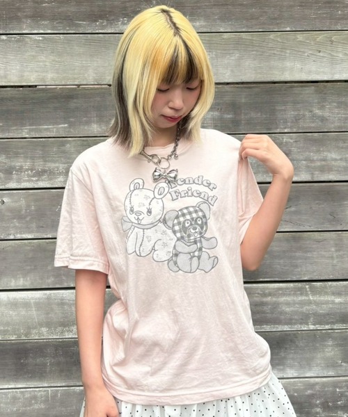 Candy Stripper(キャンディストリッパー)の「TENDER FRIEND Tシャツ(Tシャツ/カットソー・レディース・チャコール/ピンク/オフホワイト・M/L/XL)」の14枚目の写真