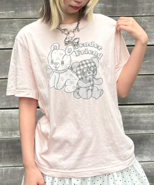 Candy Stripper(キャンディストリッパー)の「TENDER FRIEND Tシャツ(Tシャツ/カットソー・レディース・チャコール/ピンク/オフホワイト・M/L/XL)」の13枚目の写真