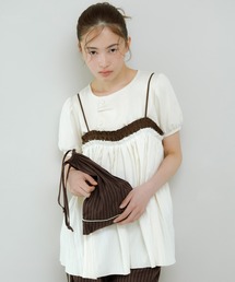 KBF | バイカラークリンクルビスチェ(その他トップス)