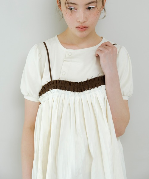 KBF（ケイビーエフ）の「バイカラークリンクルビスチェ（その他トップス・レディース・グリーン系その他/ホワイト系その他/グレー系その他・ONE）」の4枚目の写真