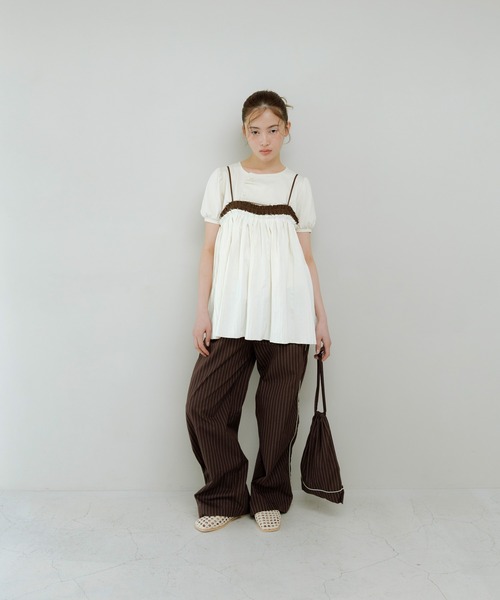 KBF（ケイビーエフ）の「バイカラークリンクルビスチェ（その他トップス・レディース・グリーン系その他/ホワイト系その他/グレー系その他・ONE）」の8枚目の写真