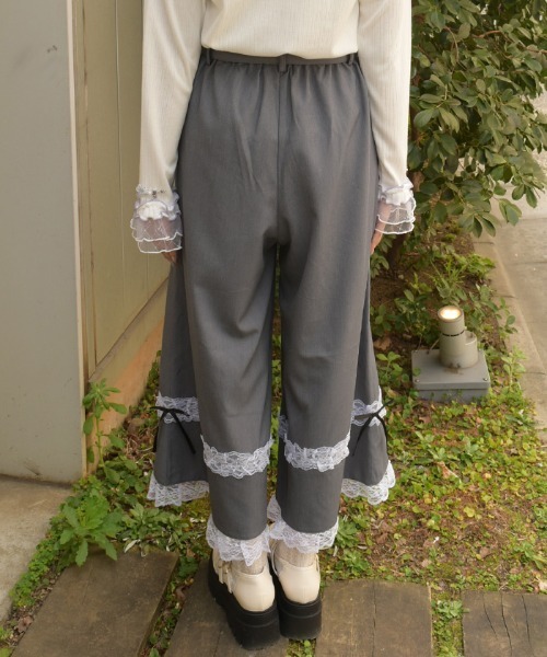 axes femme(アクシーズファム)の「フリルレースワイドパンツ(その他パンツ・レディース・グレー/サックスブルー/ネイビー・FREE)」の9枚目の写真