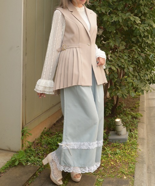 axes femme(アクシーズファム)の「フリルレースワイドパンツ(その他パンツ・レディース・グレー/サックスブルー/ネイビー・FREE)」の13枚目の写真