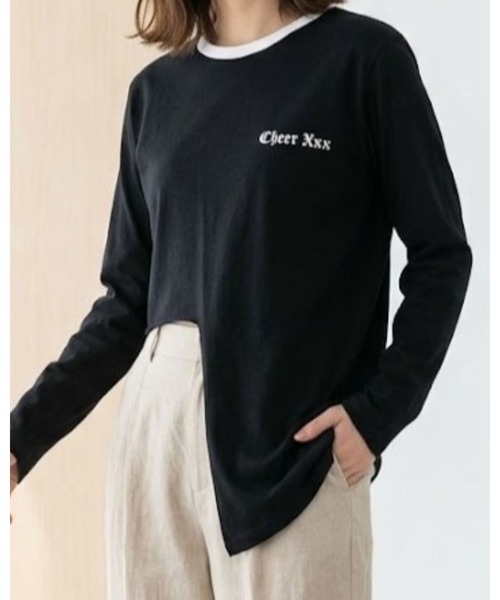 CHEER(チアー)の「アシンメトリー デザイン ロンTEE(Tシャツ/カットソー・レディース・ブラック/イエロー・L/M/S)」の3枚目の写真