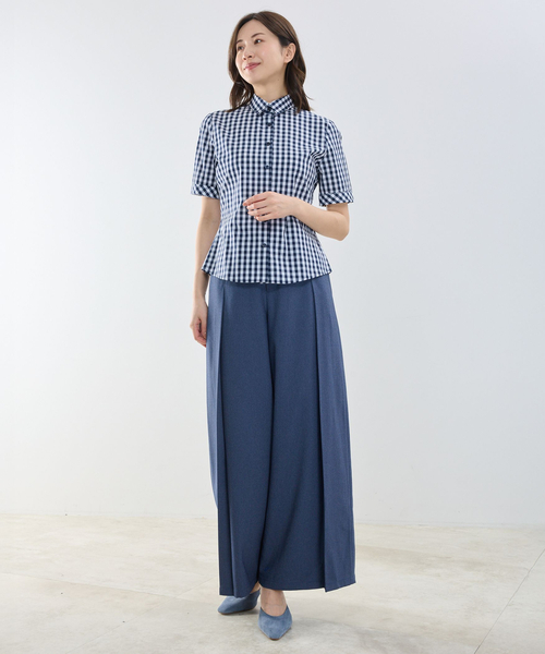 NARACAMICIE(ナラカミーチェ)の「【NARACAMICIE】ギンガムチェック半袖シャツ(シャツ/ブラウス・レディース・ブルー/ネイビー/ブラウン・L/M)」の18枚目の写真