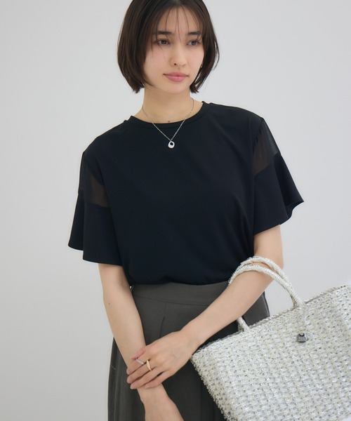 Pillini（ピリーニ）の「袖フレアシアーカットソー（Tシャツ/カットソー・レディース・オフホワイト/ブラック・MEDIUM）」の2枚目の写真