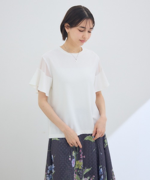 Pillini（ピリーニ）の「袖フレアシアーカットソー（Tシャツ/カットソー・レディース・オフホワイト/ブラック・MEDIUM）」の6枚目の写真